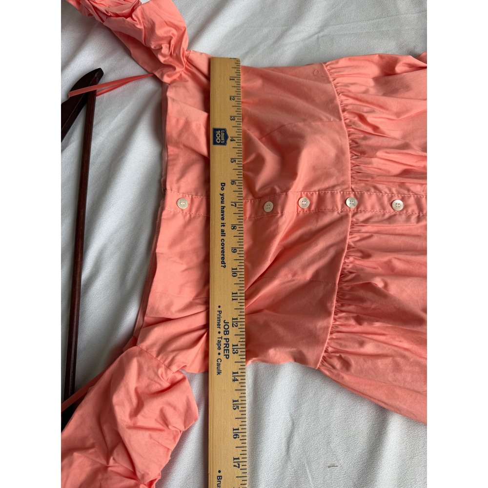 Staud Elio Off Shoulder Mini Dress Coral Pink Cotton Poplin Tiered Size 8 luxury - Picture 12 of 12